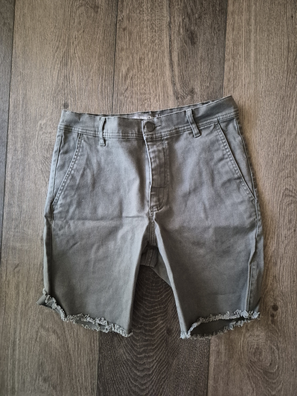 Men's Khaki Frayed Hem Shorts